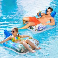 Nouveau transat gonflable en PVC lumineux avec dossier, support de verre LED pour piscine, radeau flottant, lit flottant LH2024120201 CN