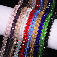 Perles entretoises rondes en verre cristal facetté noir/blanc/rouge/rose de 4mm-12mm en gros pour la fabrication de bijoux DIY
