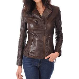 Veste de motard en cuir véritable pour femme Valentino, en peau de mouton, manches longues, style vintage, manteau moto pour femme en rouge, taille L - Product Image 3