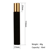Flacon à bille carré en verre dépoli noir et blanc pour soins personnels, 10 ml