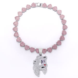 Set di Collana e Bracciale con Ciondolo a Forma di <span class=keywords><strong>Cuore</strong></span> 'Trust No One' Placcato Oro Rosa in Lega di Zinco Resistente - Product Image 2