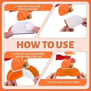 Set di 9 Centrotavola a Nido d'Ape con Volpi 3D, Decorazioni per Feste di Compleanno e Baby Shower a Tema Animali del <span class=keywords><strong>Bosco</strong></span> - Product Image 2