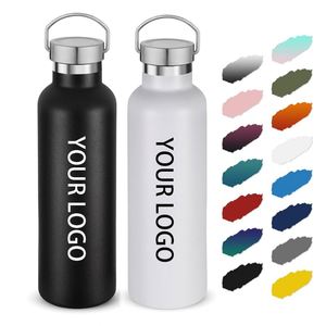 Custom logo Double Wall Vacuum Reusable Travel Metal <b>Flask</b> Hot Sale Insulated Hiking Sports Standard Mouth Water Bottle - Product Image 1