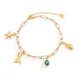 Fashion Charm <b>Bracelet</b> Zinc Alloy Gold Plated Star <b>Shell</b> Pendant Women's Summer Jewelry INS Style - Product Image 5