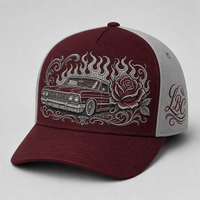 Cappello Snapback con Visiera Curva, Stampa Personalizzata, 5 Pannelli, Stile Trucker, Frontale in Schiuma, Rete Traspirante, Streetwear Urbano West Coast Gothic Chicano, Vendita all'Ingrosso