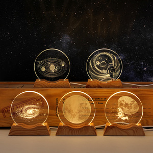 Lámpara Nocturna de Cristal Luminosa en Forma de Anillo, Control Táctil, Diseño Moderno y Minimalista, Luz Ambiental Cálida para Dormitorio - Product Image 2