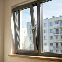 Fenêtre à battant en aluminium à ouverture vers l'intérieur et à bascule, fenêtre en aluminium à rupture de pont thermique pour bâtiment résidentiel