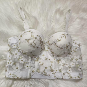 Corsé de Moda para Mujer, Tipo <span class=keywords><strong>Fiesta</strong></span>, con Malla, Estampado Floral, de Encaje y Lentejuelas, <span class=keywords><strong>Top</strong></span> Bralette, Korset para Mujer - Product Image 2
