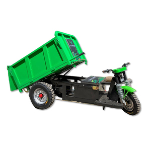 Tricycle électrique à trois roues vert avec remorque hydraulique à benne basculante, usage industriel, moteur 1500W, cadre en acier, peinture poudrée - Product Image 4
