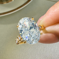 Bagues en diamant pour femmes, ovales, légères et fluides, serties de diamants en forme d'œuf de pigeon, or 18 carats, haut de gamme, certifiés IGI, diamants artificiels
