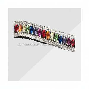 Boucles cousues avec 5 lignes, bracelet en cuir torsadé fait à la main, simple couche, cristal clair multicolore, chaîne en métal de précieuse - Product Image 1