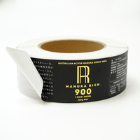 Étiquette d'emballage alimentaire en rouleau personnalisée, facile à décoller, papier texturé, impression d'étiquettes pour pots de miel et bouteilles