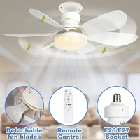 Lampe de ventilateur à douille E27 avec 6 pales, lumière de ventilateur intelligente pliable de 16.5 "avec télécommande de style nouveau.