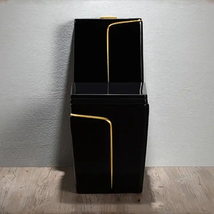 Inodoro Negro Sanitaire Ligne d'Or Céramique Carré Moderne Monté au Sol Armoire à Eau Cuvette de Toilette Noir Wc Toilette - Product Image 4