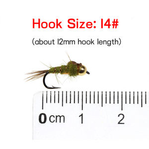 Señuelos de Pesca de Mosca Húmeda, Ninfas de Oreja de Conejo con Cabeza de Cuentas de Latón, Doradas, Acanaladas, en Colores Oliva, Gris, Arcoíris, Marrón, Trucha, Grilón - Product Image 3