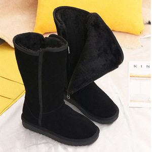 Bottes de neige pour femmes avec patchs à lettres, fermeture éclair latérale, bout rond, semelle épaisse, fourrure, mi-<span class=keywords><strong>mollet</strong></span>, chaussures Femme Botas De Mujer - Product Image 5