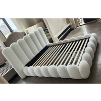 Muebles de Dormitorio Italianos Modernos, Estilo Crema Suave, Cama Queen Size de Lujo, Estructura de Cama King Size Tapizada