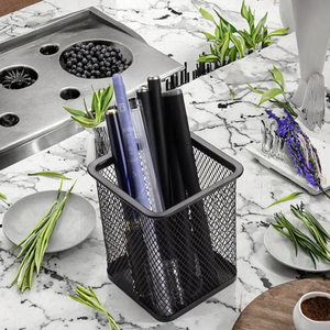 DH9862 Support de rangement de bureau en maille métallique réutilisable pour stylos, simple et créatif, noir, pièce unique, usage domestique - Product Image 3
