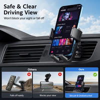 Support de téléphone pour voiture, clip de ventilation, rotation à 360 degrés, pince réglable, support de téléphone portable, accessoires intérieurs de voiture