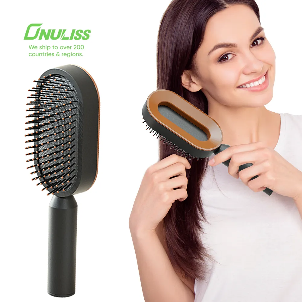 Professional Manufacturer Future Shape Tangle-Free Cepillo Airbag Hair Comb Quick Self Cleaning Hair Brush For Women