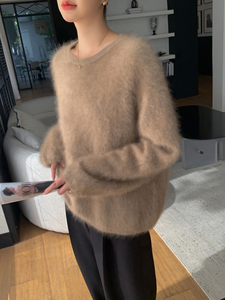 <span class=keywords><strong>HE</strong></span> Brushed Craft Winter Koreanisch 10% Kaschmir 90% Wolle Damen Loose Fit Anti-Pilling Front Logo Pullover - Product Image 6