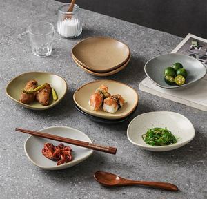 Japandi Sushi Barbecue <b>Ceramic</b> Tableware <b>Plates</b> for Restaurant 5 Inch Special-Shaped Hot Pot Sauce Dish Snacks Small Dish - Product Image 4