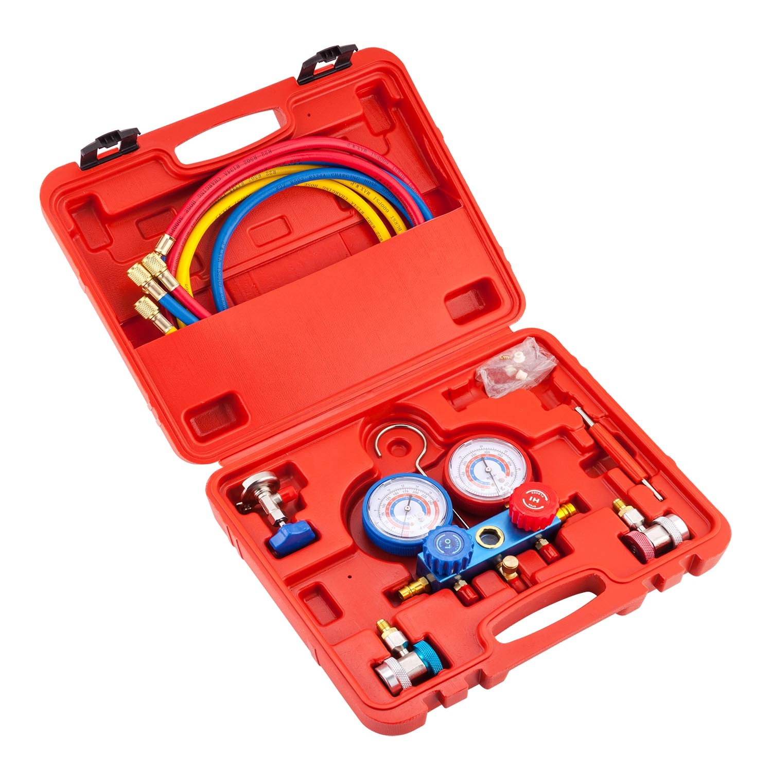 Sugetools корпус из латуни двойное значение 3 way газ ac холодильное манометр набор с чехлом