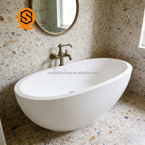 Bañera de Lujo Rectangular Tradicional con Patrón Mate, Independiente, de Superficie Sólida, de Piedra Artificial, para Uso en Hoteles, Incluye - Product Image 3
