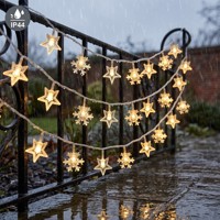 Batteriebetriebene 10 LED Warmweiße Stern-Schneeflocken-Lichterkette IP44 Wasserdicht für Innen/Garten Weihnachtsdekoration Einfach zu Montieren