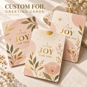 Biglietti di Auguri Personalizzati con Lamina d'Oro, Design Floreale Boho, 'Una Piccola Gioia per Te', Biglietti di Ringraziamento per Confezioni Regalo - Product Image 1