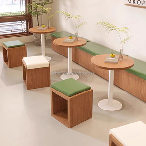 Conjunto de Asientos Modernos para Cafetería con Mesa de Madera Clara y Sofá Banqueta de Cuero PU para Cafetería o <span class=keywords><strong>Bistro</strong></span> - Product Image 3
