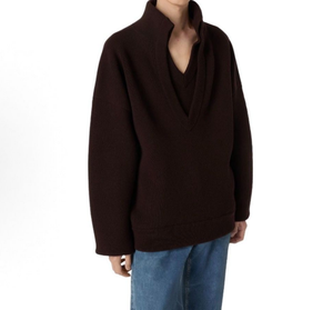 <span class=keywords><strong>Pull</strong></span> surdimensionné personnalisé pour homme, col châle en V, <span class=keywords><strong>pull</strong></span> en tricot d'hiver - Product Image 5