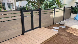 Valla de WPC de diseño moderno, puerta de aluminio, compuesto de plástico y madera en relieve para patio y jardín, fácil instalación, puerta de privacidad para exteriores - Product Image 2