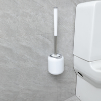 Brosse de toilette en silicone écologique JESUN avec support mural à séchage rapide et manche en plastique pour le nettoyage de la salle de bain
