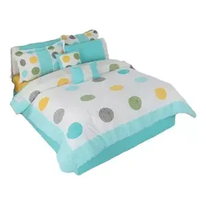 Juego de Funda Nórdica King Size Mary Blue de 12 Piezas con Patrón Geométrico Aqua Blanco para Cama - Product Image 4