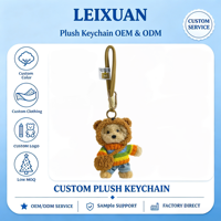 Porte-clés durable en peluche marron avec logo personnalisé, design anime, pull arc-en-ciel, breloque de sac chiot, cadeau en gros