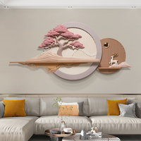 Décoration murale moderne 3D en résine en relief de paysage cerf et arbre pour salon, fond de canapé, luxe