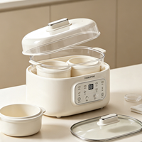 Marmite Électrique Multifonctionnelle à Double Cuve Intérieure, Cuisson à la Vapeur et à la Mijoteuse Simultanées, Contrôle Numérique, Cuiseur Vapeur en Céramique pour la Maison