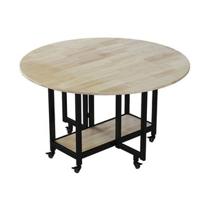 Oak <b>Round</b> Folding <b>Dining</b> <b>Table</b> With Induction Cooker And Turntable Extendable Solid Wood Multi Functional For <b>Small</b> Apartments - Product Image 5