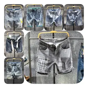 Fashion ripped patch summer short jeans men Korean casual men loose seven points loose denim jeans shorts