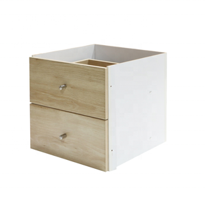 White &amp; Oak Dual Drawer <strong>Insert</strong> for Grid Cabinets - Adjustable Vertical <strong>Shelf</strong> Divider Space-Saving Cabinet Organizer <strong>Insert</strong> - Product Image 2