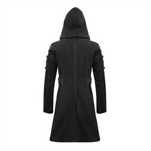 Men's Gothic Hooded Trench <b>Coat</b> Steampunk Punk Leather Long Jacket Costume - Product Image 2