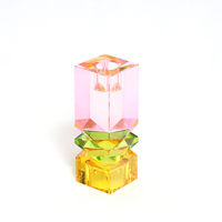 Bougeoirs coniques en verre carré coloré pour ensembles de bougeoirs en cristal décoratifs de pièce maîtresse de Table