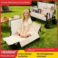 Chariot de camping pliable en métal avec poignée télescopique pour les stands extérieurs, chariot portable pour pique-niques et courses