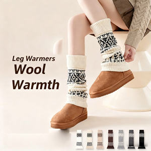 Высококачественный шерстяной трикотажный утепленный зимний мягкий теплый модный длинный свободный чехол для носков для женщин оптом - Product Image 1