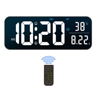 Jam Alarm Digital LED 15 inci, dengan Remote kontrol multifungsi dinding/Desktop tampilan waktu/suhu/Timer