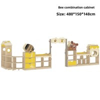 Ensemble de meubles en bois pour maternelle, motif abeille de dessin animé, avec table et chaise pour enfants et cloison de séparation