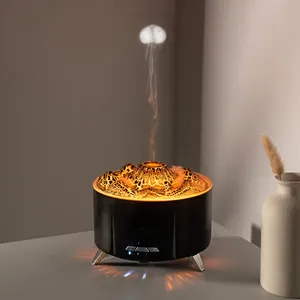 Diffuseur d'arôme à flamme récente humidificateur d'huile essentielle à ultrasons électrique avec musique de haut-parleur