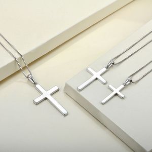 Kalung liontin salib perak murni S925 gaya Amerika Eropa kristal populer perhiasan kepribadian sederhana grosir wanita - Product Image 2