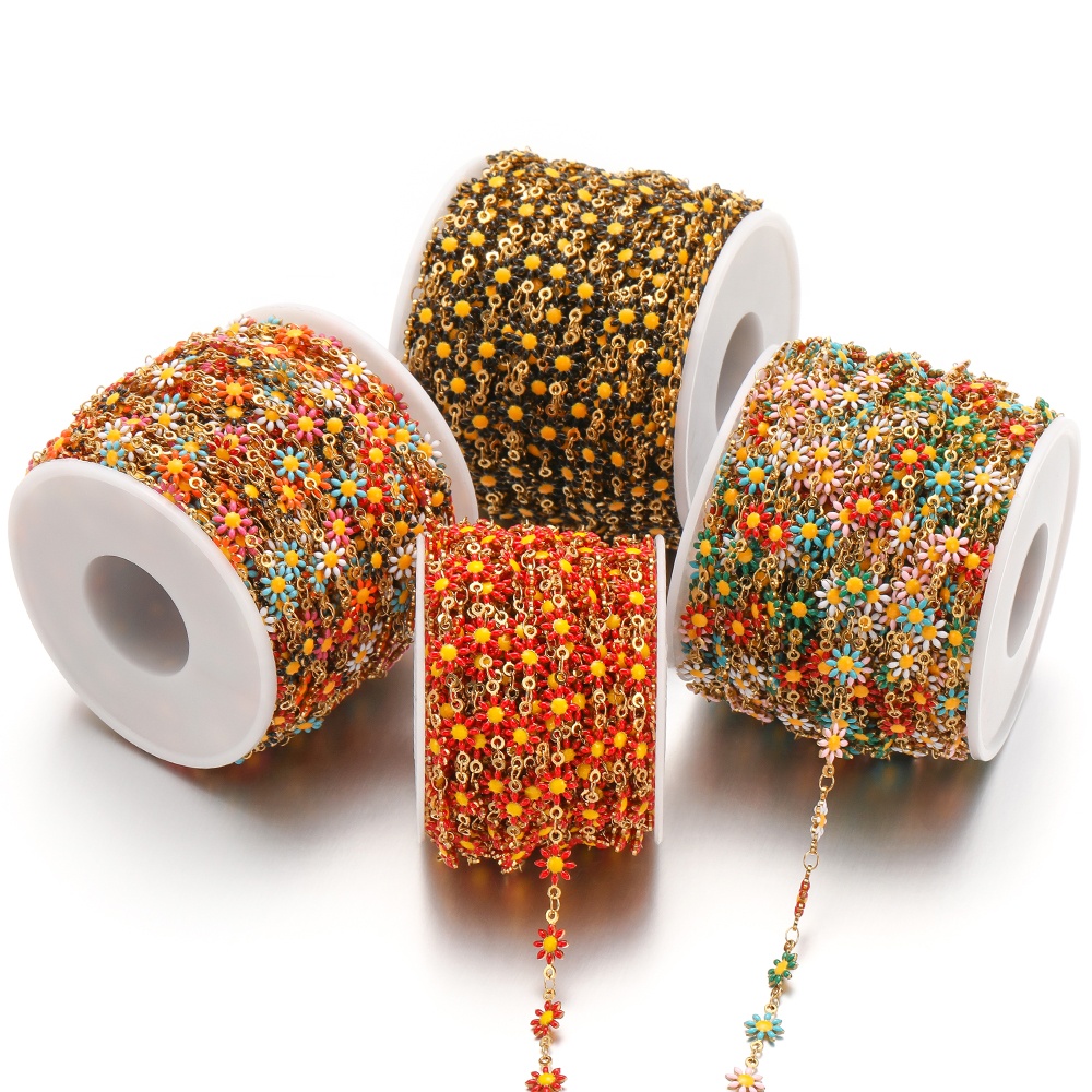 Enamel Flower Daisy Chains DIY Jewelry Supplies Handmade Accessories Necklace Bracelets Making Crafts